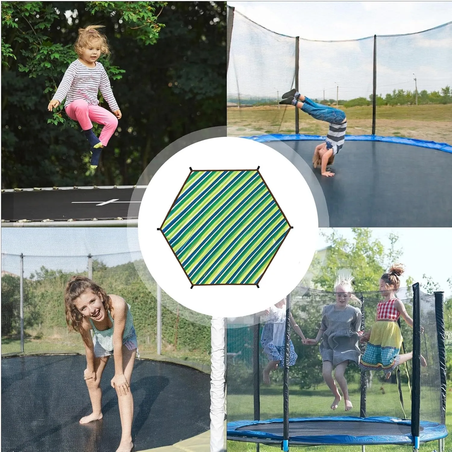 Trampoline Shade Cover,Outdoor Trampoline Cover, UV Protection Waterproof Trampoline Top Cover, Tear-Resistant Anti-Slip Outdoor Sports Accessories for Backyard Garden
