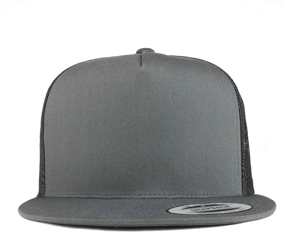 Trendy Apparel Shop Flexfit Brand 5 Panel Classic Trucker Flatbill Mesh Snapback Cap