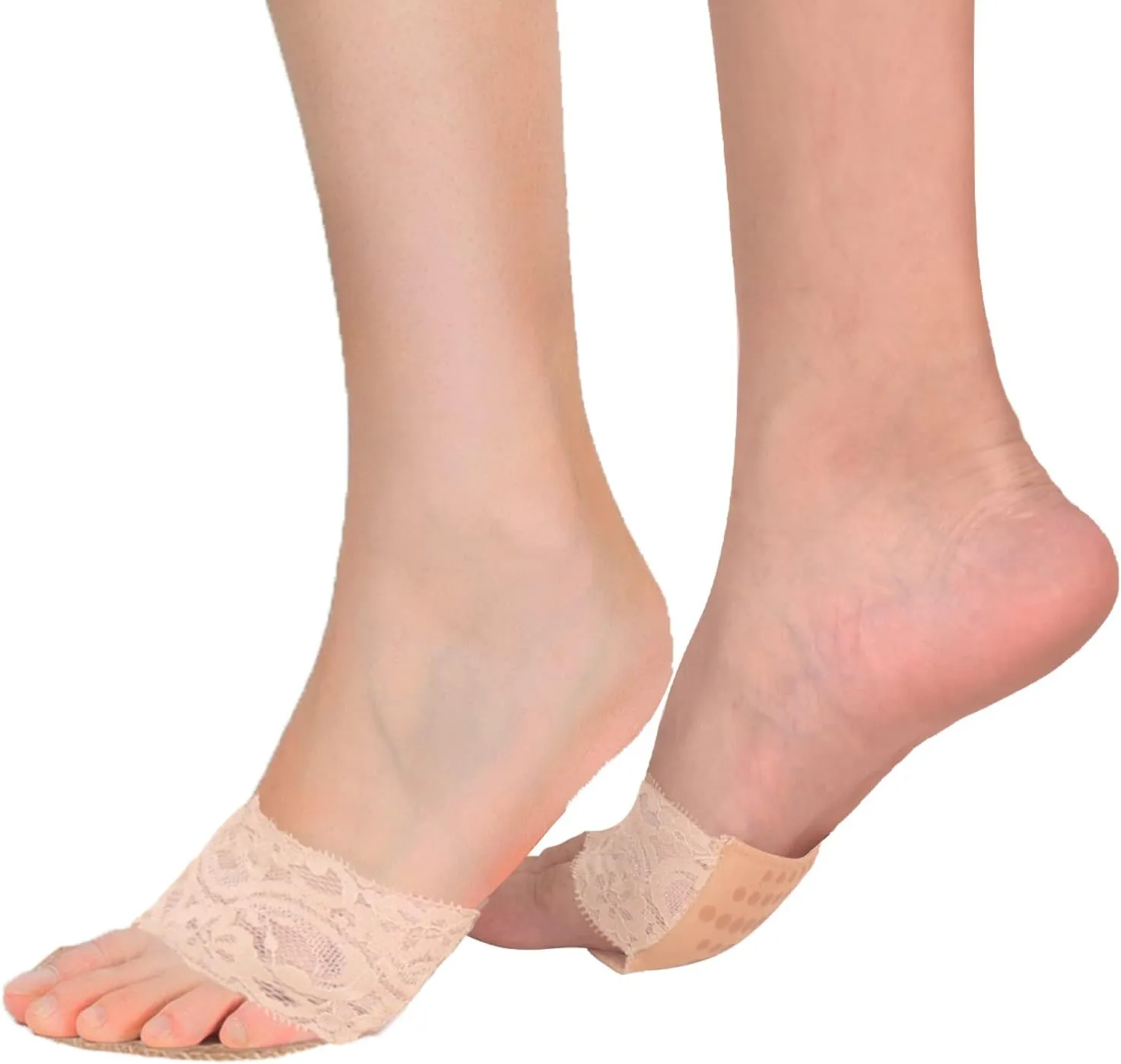 Triplewood 3 Pairs Women's Open Toe Slide Sandal Liner Socks Non Slip Toe Cover No Show Half Socks with Sponge Cushion