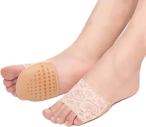 Triplewood 3 Pairs Women's Open Toe Slide Sandal Liner Socks Non Slip Toe Cover No Show Half Socks with Sponge Cushion