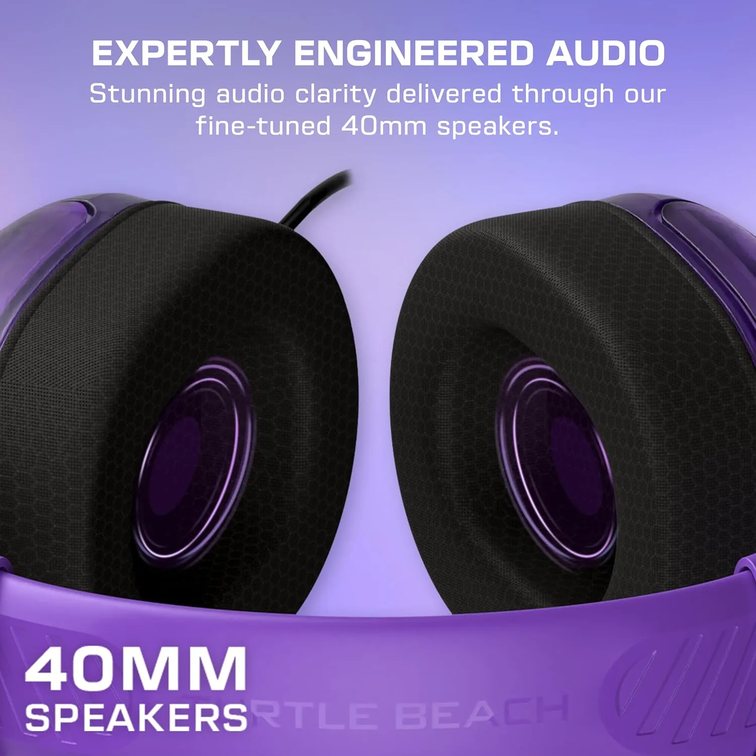 Turtle Beach Airlite Fit Wired Gaming Headset: Officially Licensed for Nintendo Switch, Nintendo Switch Lite & OLED Model - Flip-to-Mute Mic, Over-Ear Comfort Cushions, 40mm Speakers - Ghost Purple