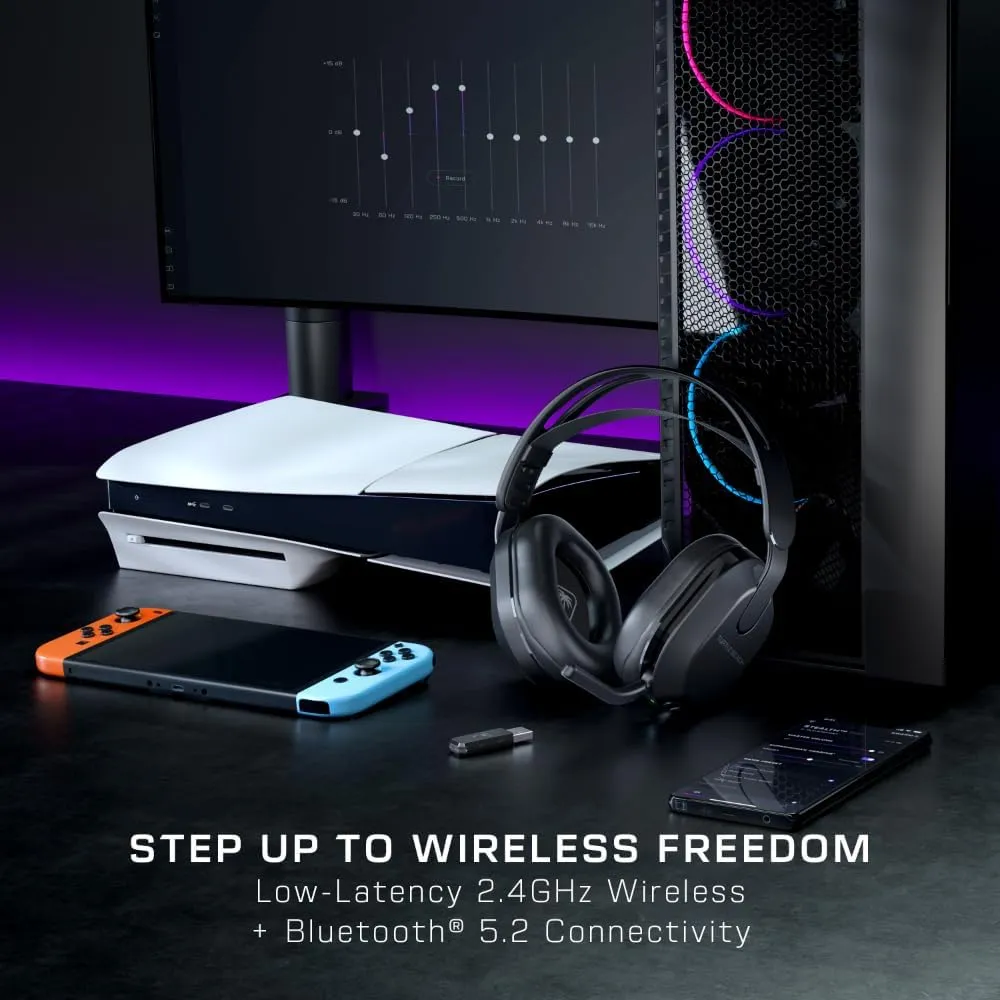 Turtle Beach Stealth 500 Wireless Amplified Gaming Headset for PS5, PS4, PC, Nintendo Switch, & Mobile – 40-Hr Battery, Bluetooth, Memory Foam Cushions, Flip-to-Mute Mic, EQ Presets – Black (Renewed)