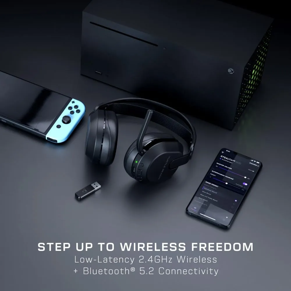 Turtle Beach Stealth 500 Wireless Gaming Headset with Mic Licensed for Xbox Series X|S, Xbox One & works via Bluetooth with PC & Mobile – 40-Hr Battery, Memory Foam Cushions, Black (Renewed)