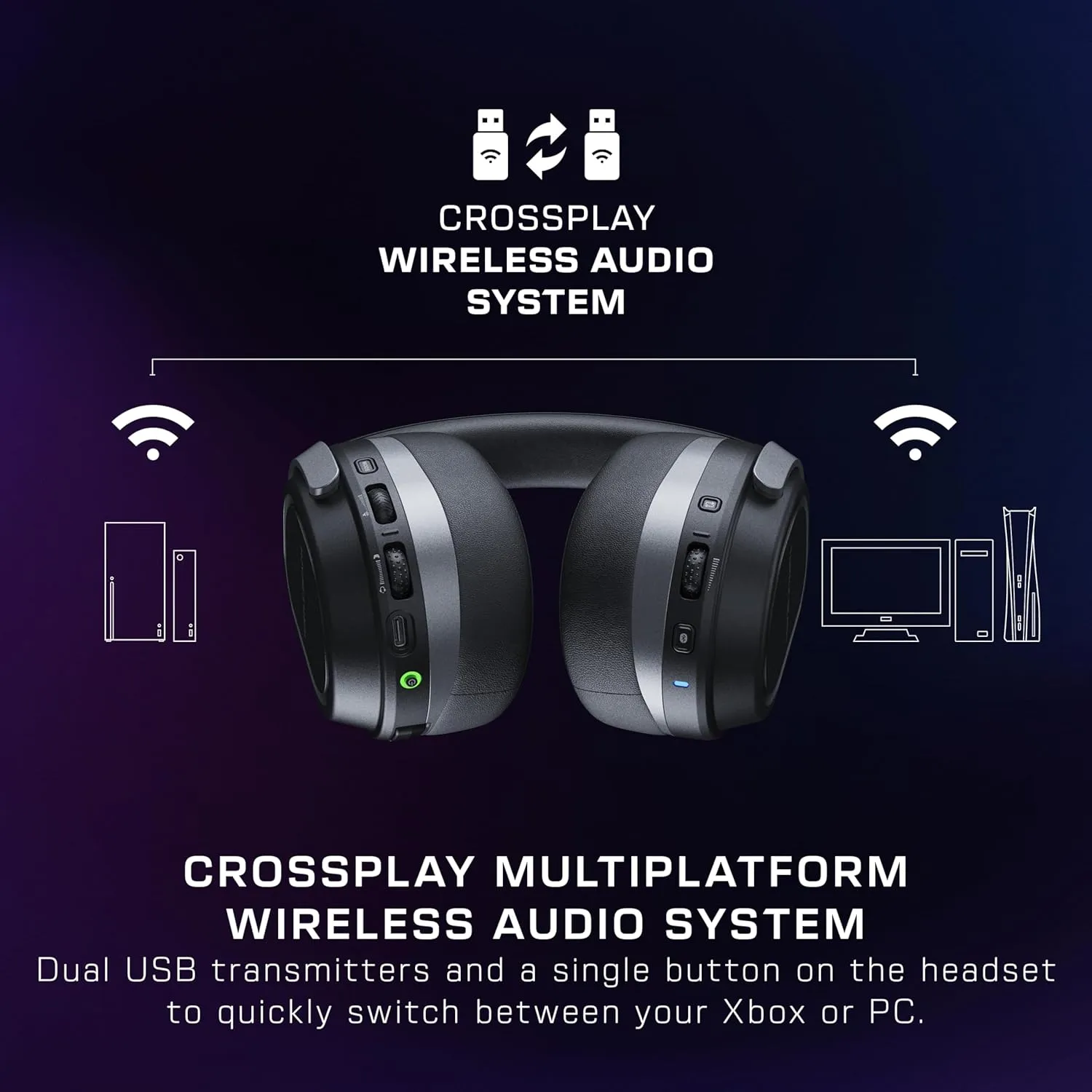 Turtle Beach Stealth 700 Gen 3 Wireless Multiplatform Amplified Gaming Headset for Xbox Series X|S, Xbox One, PC, PS5, Mobile – 60mm Drivers, AI Noise-Cancelling Mic, Bluetooth, 80-Hr Battery – Black