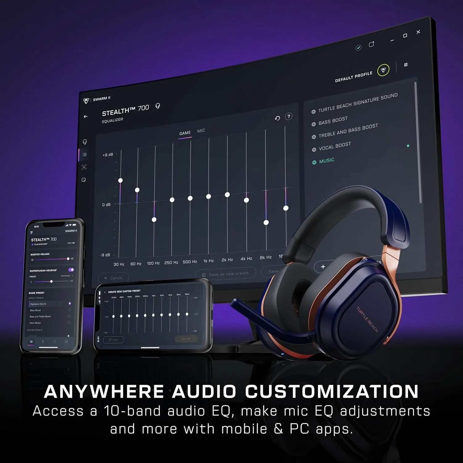 Turtle Beach Stealth 700 Gen 3 Wireless Multiplatform Amplified Gaming Headset for Xbox Series X|S, Xbox One, PC, PS5, Mobile – 60mm Drivers, AI Noise-Cancelling Mic, Bluetooth, 80-Hr Battery – Cobalt