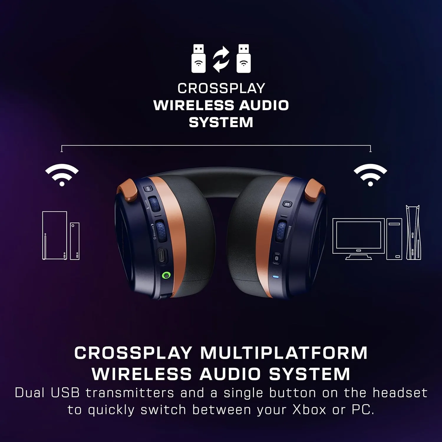 Turtle Beach Stealth 700 Gen 3 Wireless Multiplatform Amplified Gaming Headset for Xbox Series X|S, Xbox One, PC, PS5, Mobile – 60mm Drivers, AI Noise-Cancelling Mic, Bluetooth, 80-Hr Battery – Cobalt
