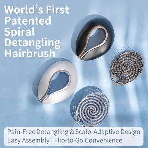 Uffy Spiral Shine Detangling Hair Brush for Wet & Dry Hair, Shower Detangler, Travel Brush — Anti-Frizz Bristles, Tangle-Free, Reduces Breakage, Ergonomic Handle, Obsidian Black