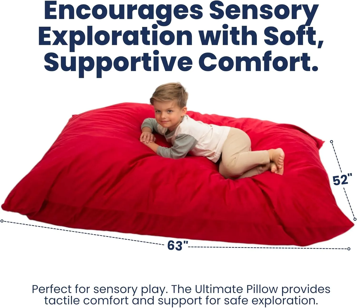 ULTIMATE SACK Crash Pad Pillow, Crash Pads for Kids, Sensory Pillow with Foam Blocks and Bean Bag Ability, 63 inches by 52 inches | Burgundy Suede