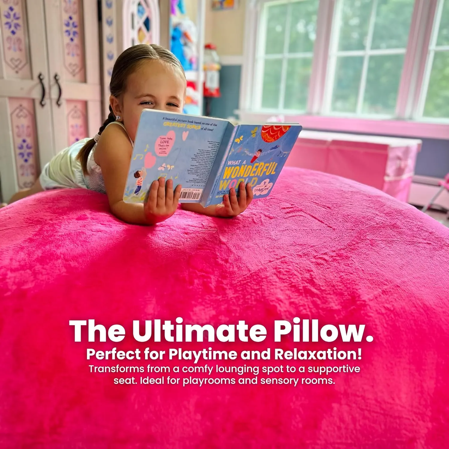 ULTIMATE SACK Crash Pad Pillow, Crash Pads for Kids, Sensory Pillow with Foam Blocks and Bean Bag Ability, 63 inches by 52 inches | Burgundy Suede