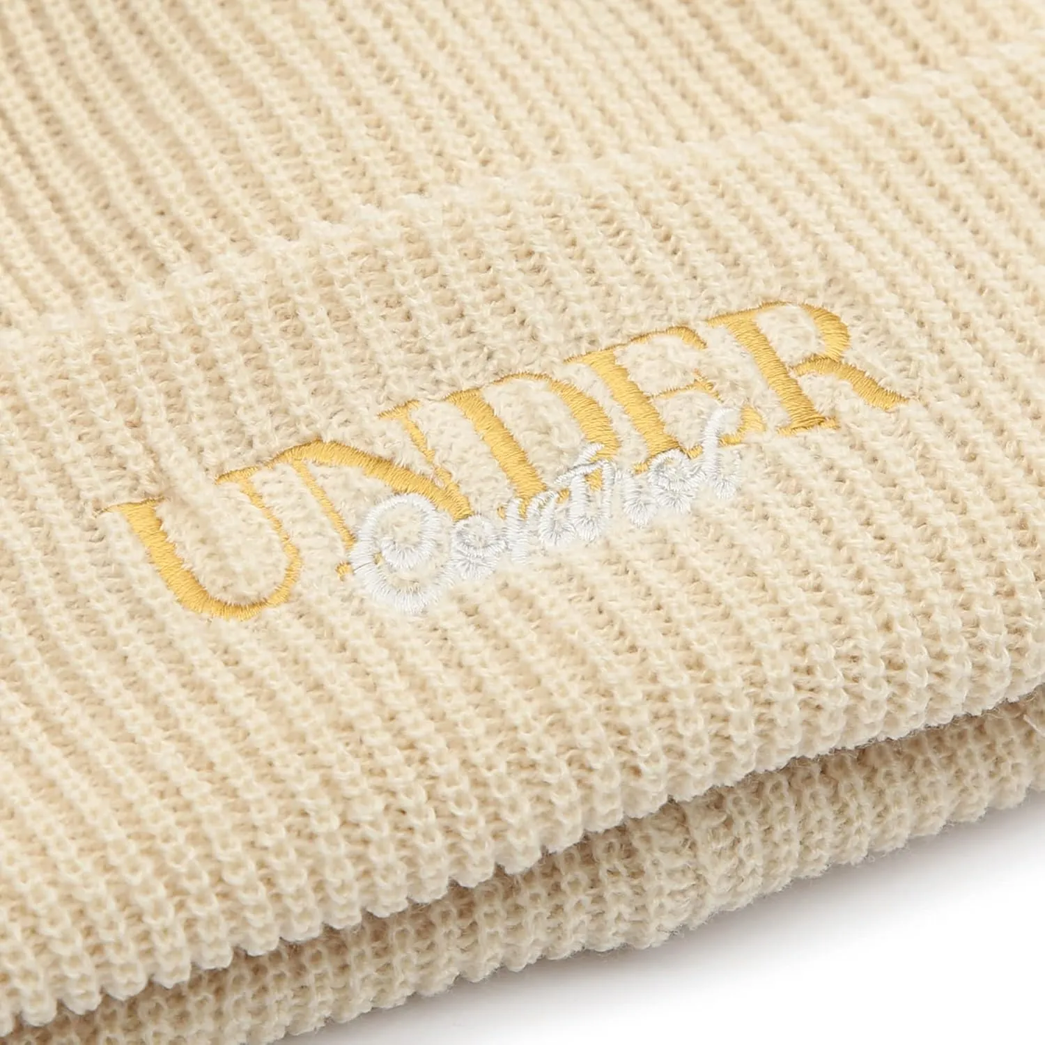UNDERCONTROL Logo Label Patch Unisex Fall Winter Short Thick Cuffed Rollup Warm Beanie Korea Trawler Fisherman Knit Skull Hat