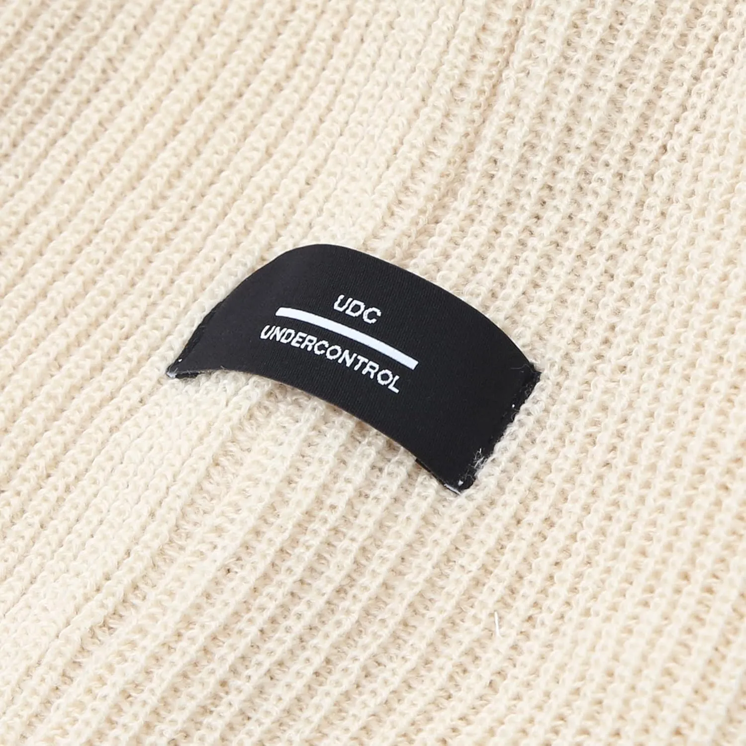 UNDERCONTROL Logo Label Patch Unisex Fall Winter Short Thick Cuffed Rollup Warm Beanie Korea Trawler Fisherman Knit Skull Hat