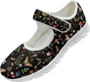 UNICEU Women Mary Jane Shoes Butterfly Shoes Casual Footwear Low Top Flats Shoes Ballet Flat Mesh Athletic Shoes for Ladies