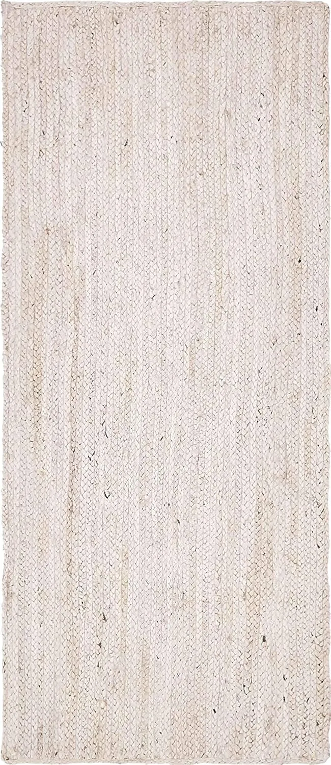 Unique Loom Braided Jute Collection Area Rug - Dhaka (2' 6" x 6' 1" Runner, White)