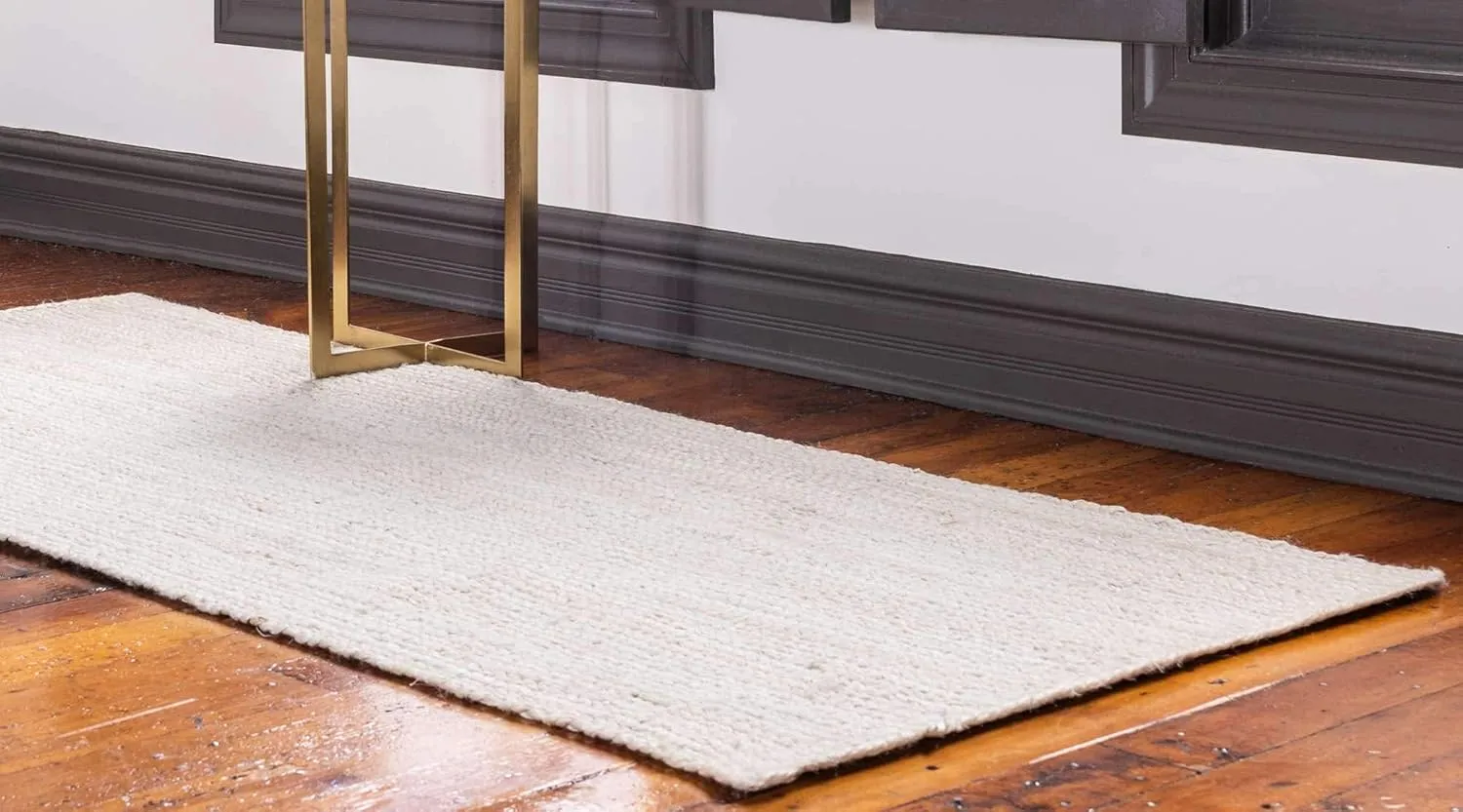 Unique Loom Braided Jute Collection Area Rug - Dhaka (2' 6" x 6' 1" Runner, White)
