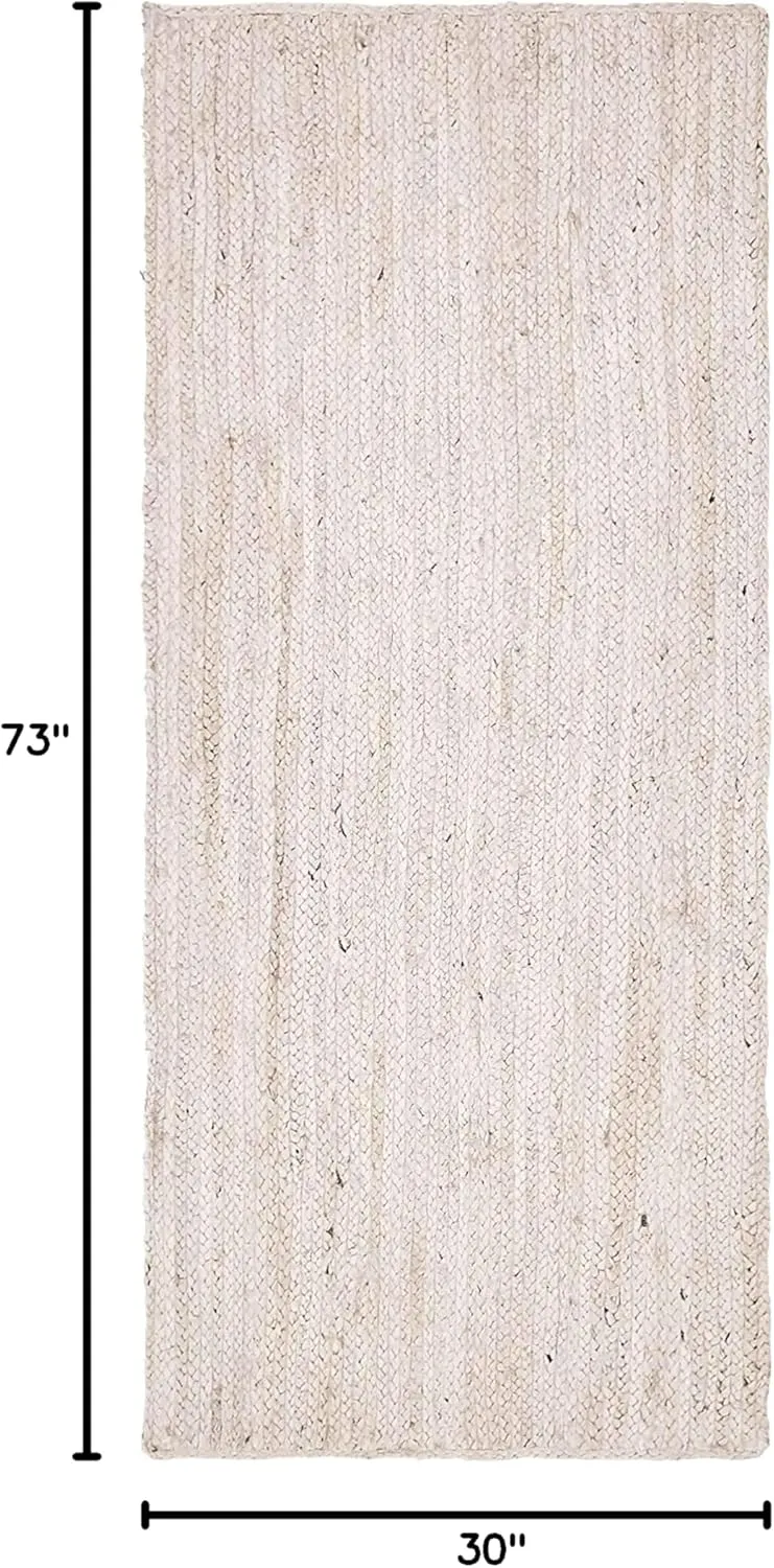 Unique Loom Braided Jute Collection Area Rug - Dhaka (2' 6" x 6' 1" Runner, White)