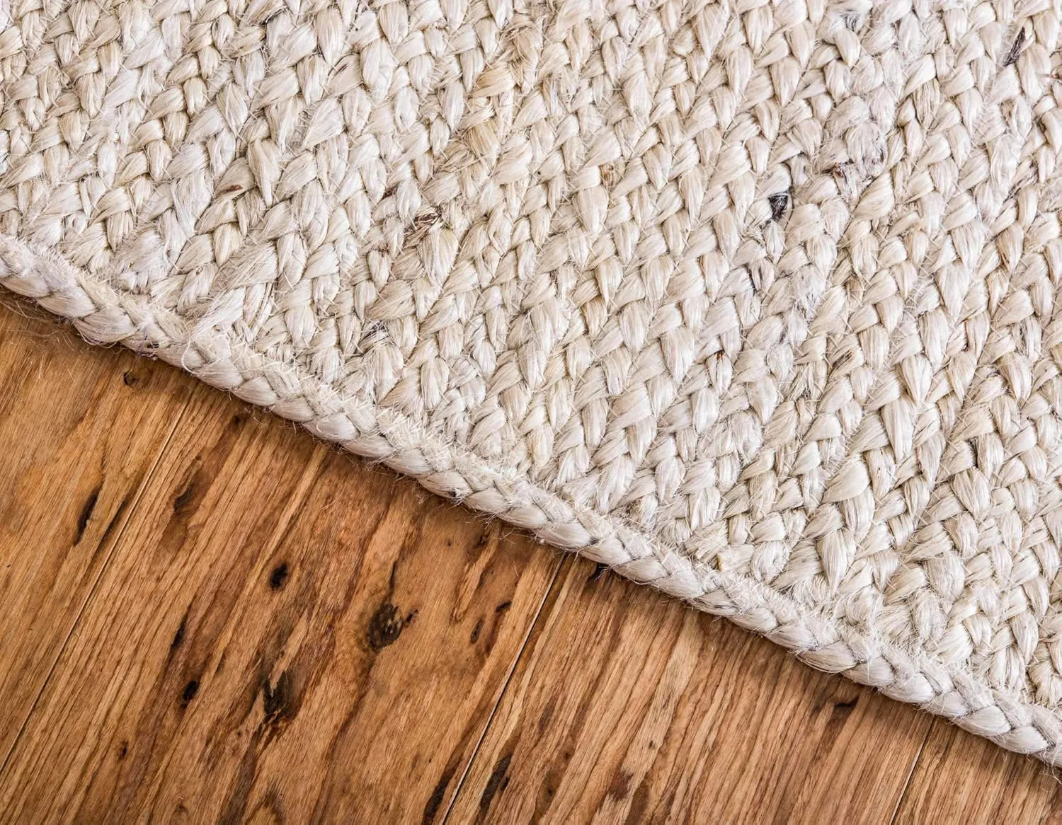 Unique Loom Braided Jute Collection Area Rug - Dhaka (2' 6" x 6' 1" Runner, White)