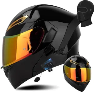 Unisex Adult Flip-Up Motorcycle Helmet, Carbon Fiber, Anti-Fog Visor, Aerodynamic Design, Integrated Bluetooth, DOT Approved, Sizes S-XXL