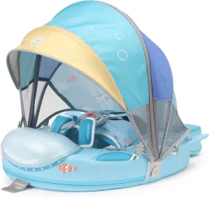 Upgread Mambobaby Float with UPF 50  Sun Protection Canopy Big Buoyancy Non-Inflatable Solid Baby Swim Pool Float for Ages 3-24 Months(Submarine Style)