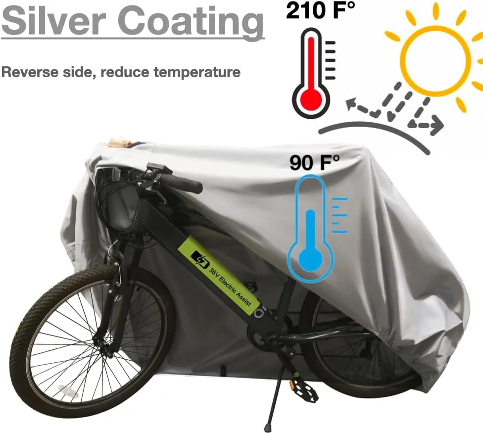 Urby Heavy Duty Bicycle Covers Outdoor Storage Waterproof And Heat Resistant. Ideal For Electric Bike As Ebike Battery Cover Or Rain Cover. Comes With Large Mesh Bag For Easy Traveling. Grey Silver S