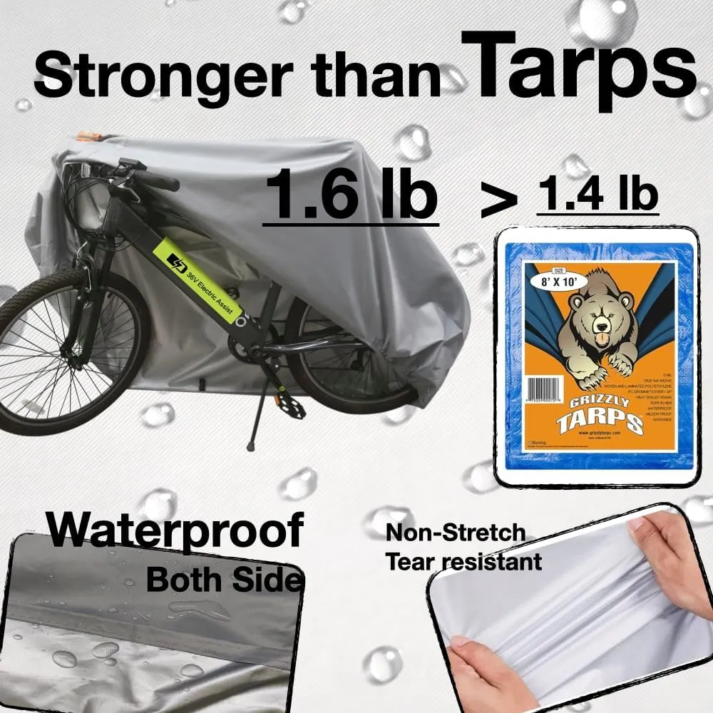 Urby Heavy Duty Bicycle Covers Outdoor Storage Waterproof And Heat Resistant. Ideal For Electric Bike As Ebike Battery Cover Or Rain Cover. Comes With Large Mesh Bag For Easy Traveling. Grey Silver S