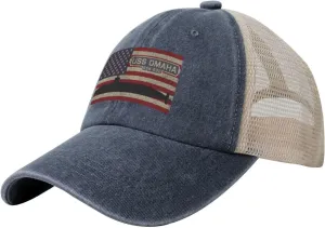 USS Omaha Ssn-692 Washed Denim Mesh Baseball Cap Unsiex Adjustable Fashion Outdoor Sandwich Hat