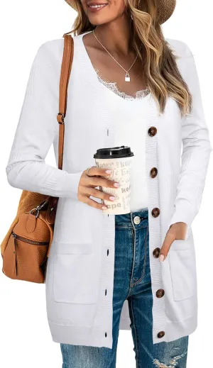 U.Vomade Women's Sweaters Boho Long Sleeve Open Front Chunky Cable Knit Cardigan