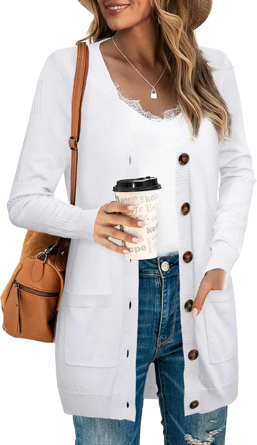 U.Vomade Women's Sweaters Boho Long Sleeve Open Front Chunky Cable Knit Cardigan