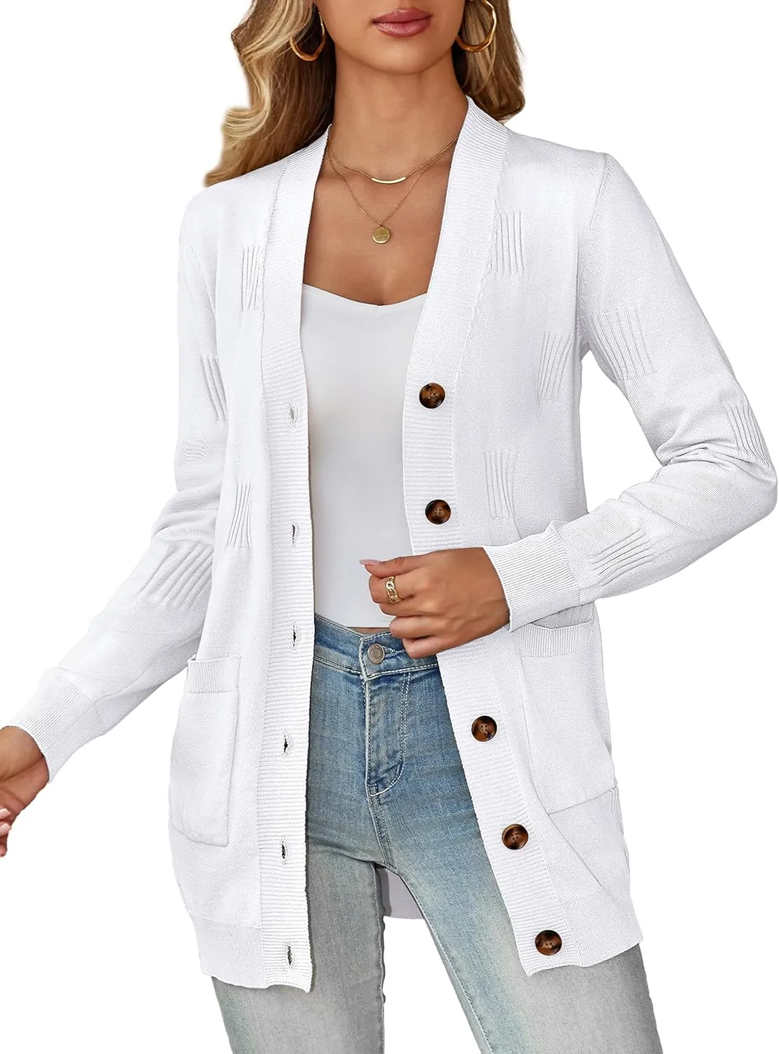 U.Vomade Women's Sweaters Boho Long Sleeve Open Front Chunky Cable Knit Cardigan