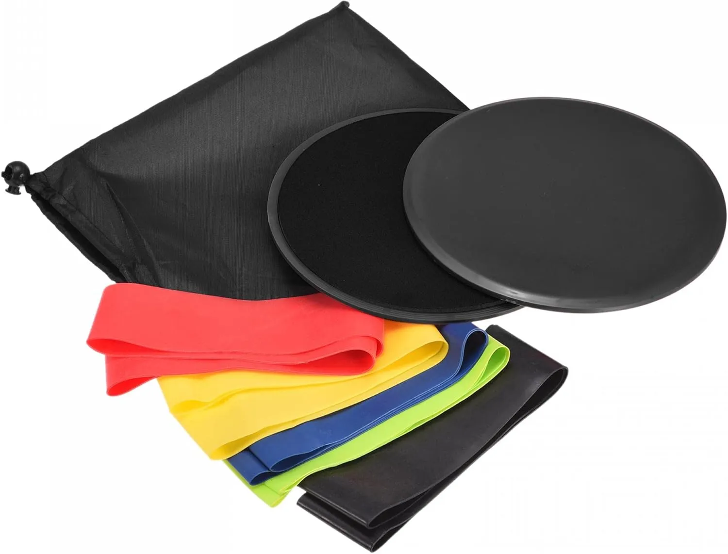 uxcell Exercise Core Sliders, Dual-Sided Glider Discs & Resistance Bands & Cloth Bag for Full Body Workout