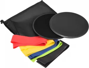 uxcell Exercise Core Sliders, Dual-Sided Glider Discs & Resistance Bands & Cloth Bag for Full Body Workout