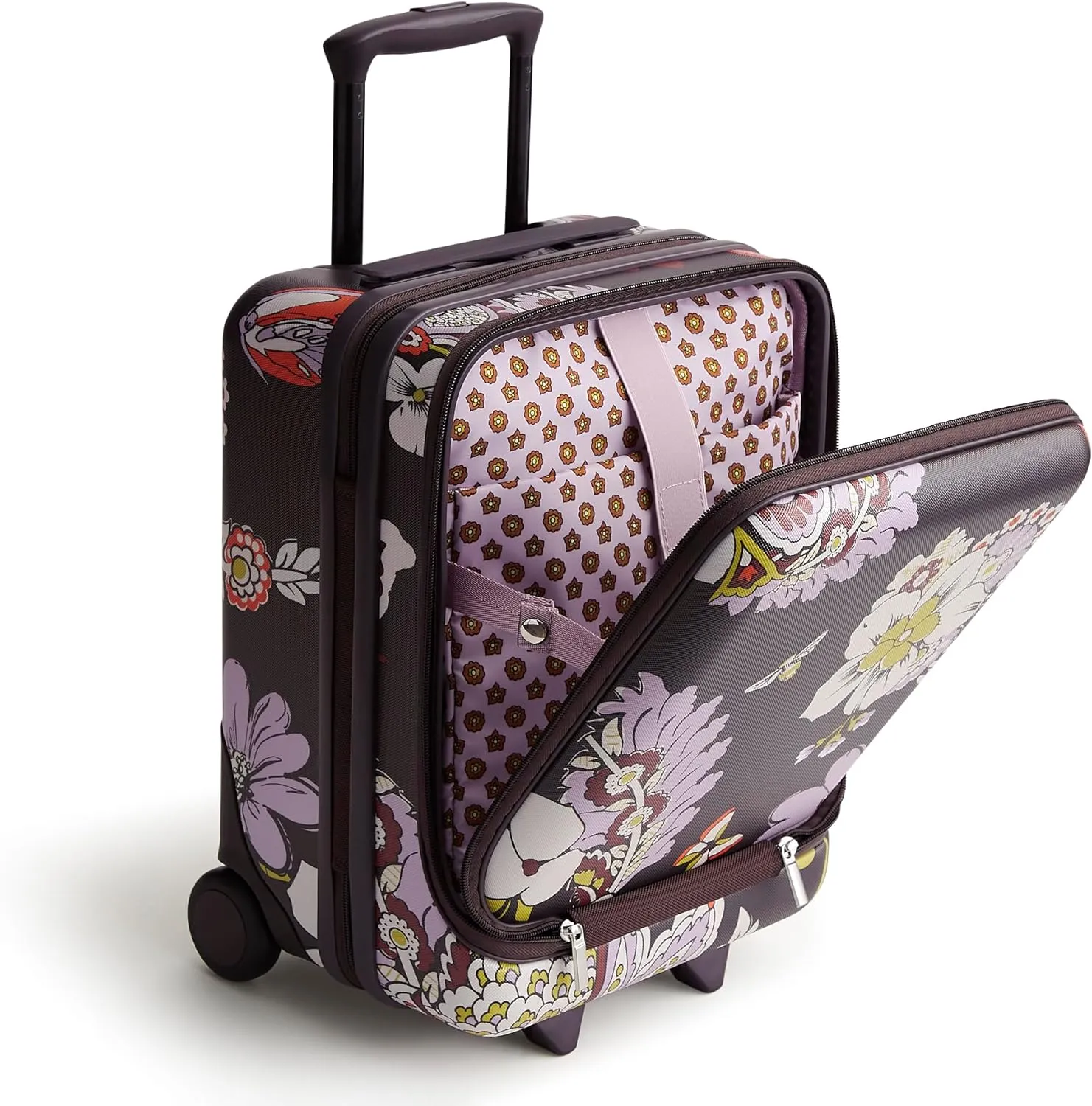 Vera Bradley Women's Hardside Luggage 17 Inch Adair Underseat Roller, Subtle Bouquet, One Size