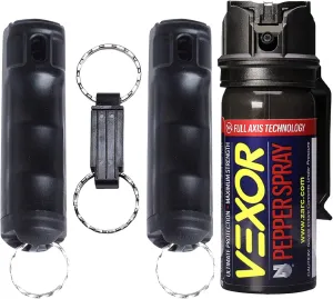 VEXOR Pepper Spray Protection Bundle: Police-Strength Gel & Full Axis Spray with Belt Clip, 360° Coverage, Quick Release Key Ring, 10-20 Ft Range, Non-Lethal Self Defense for Complete Safety
