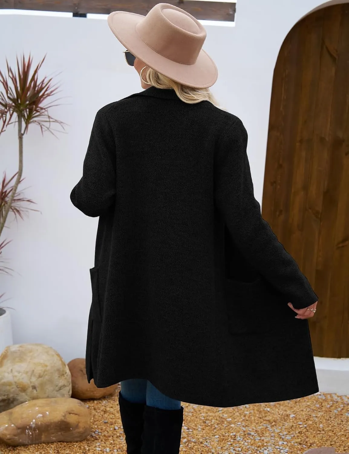 VIMPUNEC Fall Long Cardigan Sweaters for Women Trendy Open Front Coats Knit Winter Jackets Coatigan