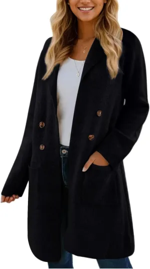 VIMPUNEC Fall Long Cardigan Sweaters for Women Trendy Open Front Coats Knit Winter Jackets Coatigan