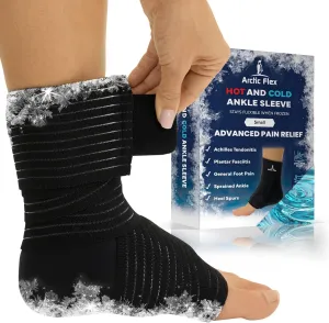 Vive Arctic Flex Ankle Ice Pack Wrap for Swelling - Adjustable Hot & Cold Gel Compression for Foot & Heel Injuries Reusable, Pain Relief, Reusable Cooling Therapy