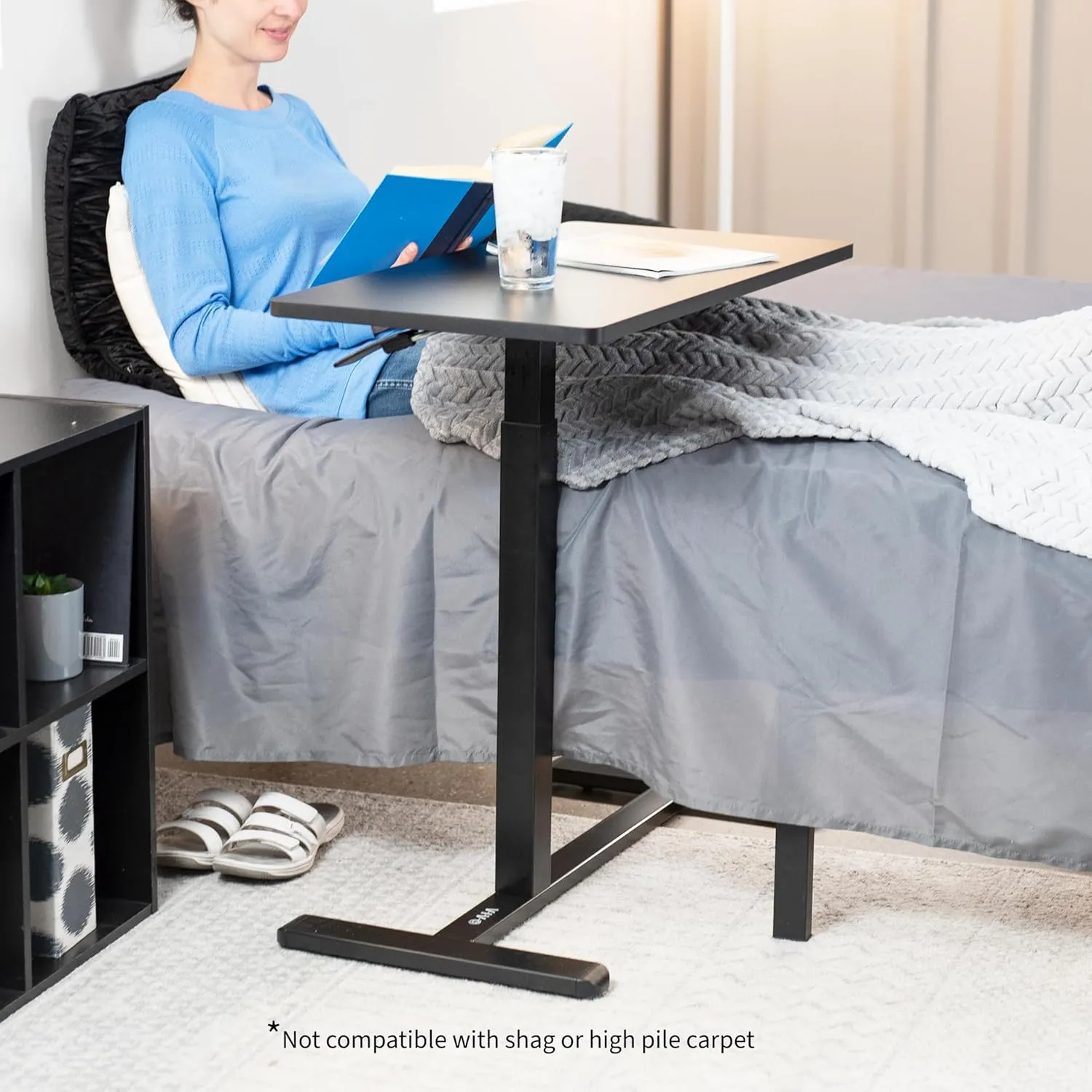 VIVO Mobile 32 x 16 inch Over Couch Laptop Table, Height Adjustable Bedside Desk for Recliner, Black, CART-V02L