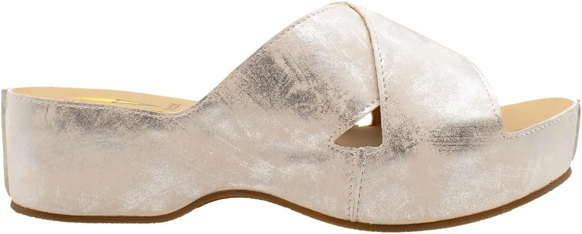 VOLATILE Womens Edith Metallic Platform Slide Casual Sandals Casual Low Heel 1-2" - Silver