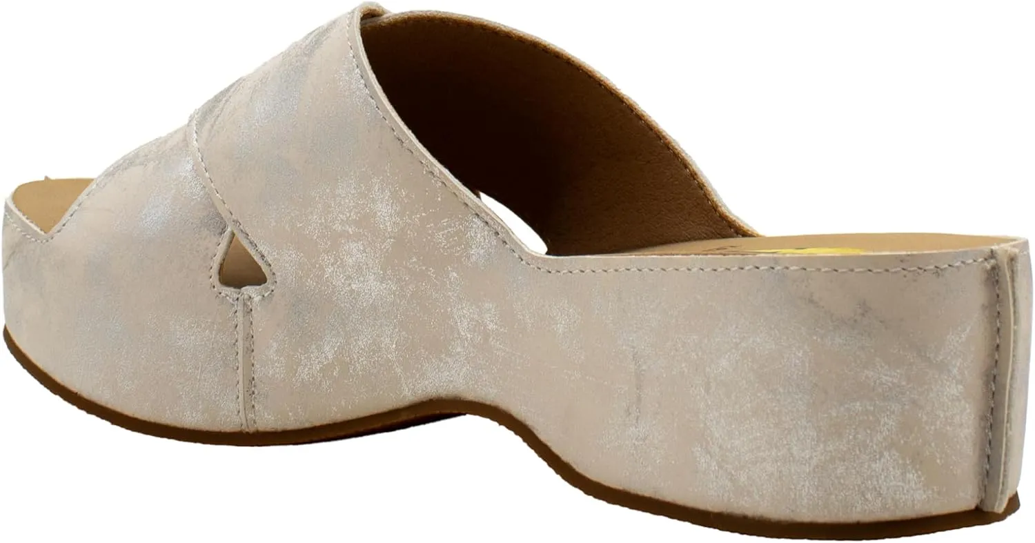 VOLATILE Womens Edith Metallic Platform Slide Casual Sandals Casual Low Heel 1-2" - Silver