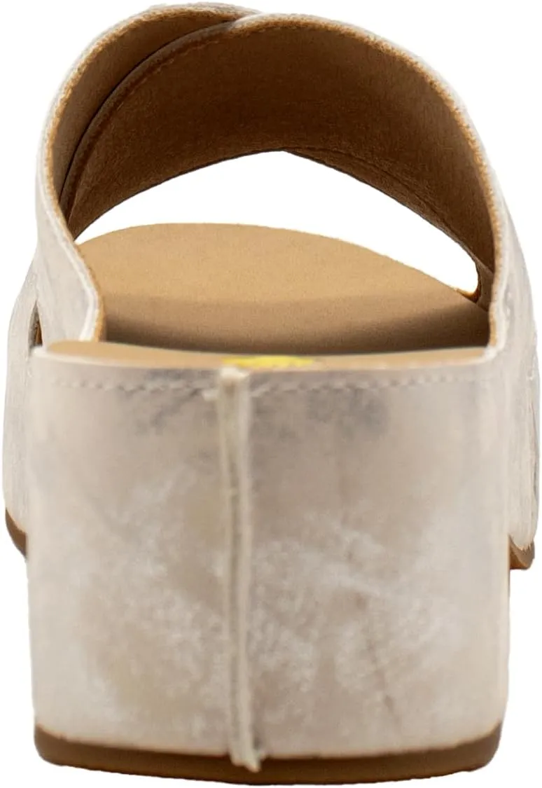 VOLATILE Womens Edith Metallic Platform Slide Casual Sandals Casual Low Heel 1-2" - Silver