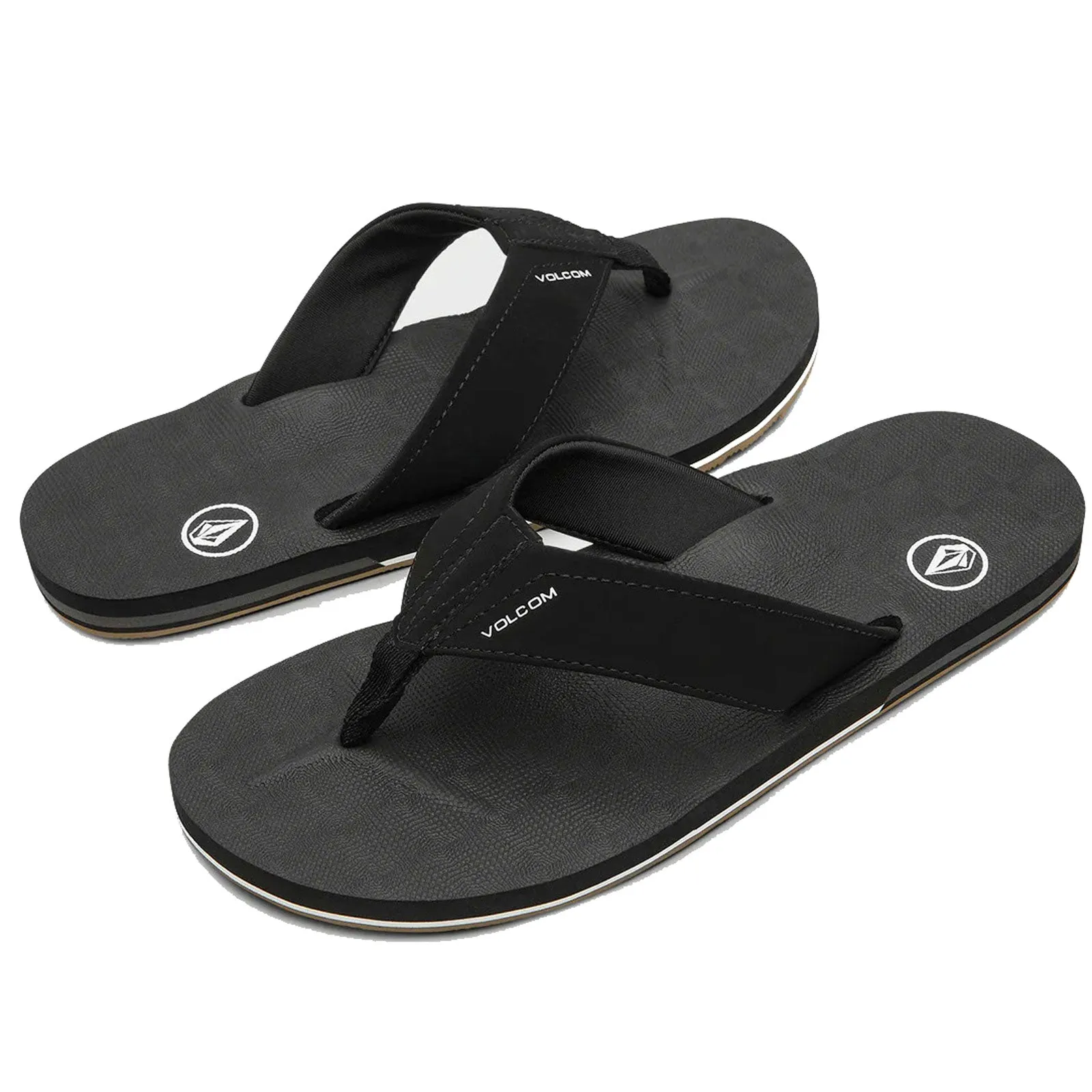 Volcom Men's Victor Black Flip-Flop Sandals (BLK)