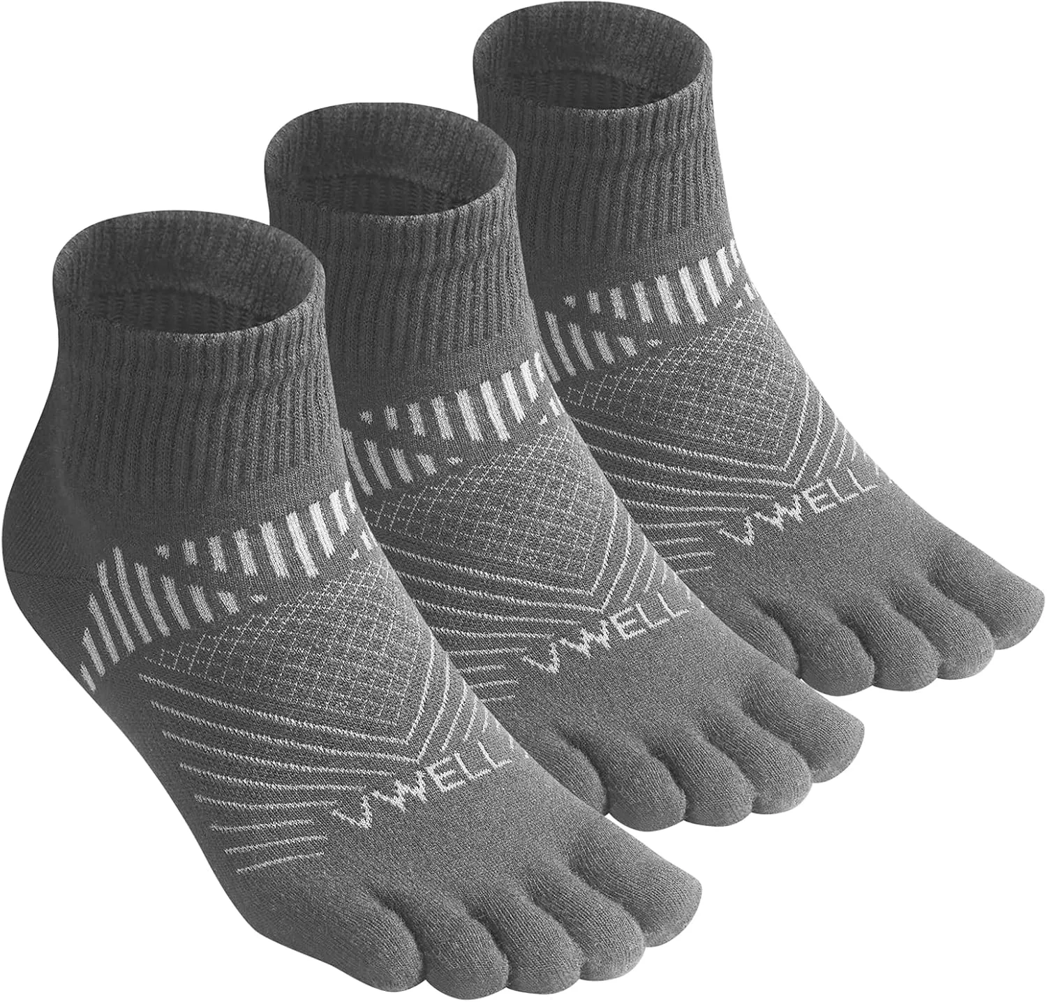 VWELL Toe Socks for Men and Women COOLMAX Five Finger Socks Athletic Running Socks Quarter Ankle Toe Socks (3Pairs)