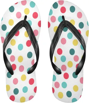 Watercolor Polka Dots Womens Flip Flops Rainbow Dot Summer Beach Sandals Casual Thong Slippers Comfortable Shower Slippers Non Slip Water Sandals shoes S