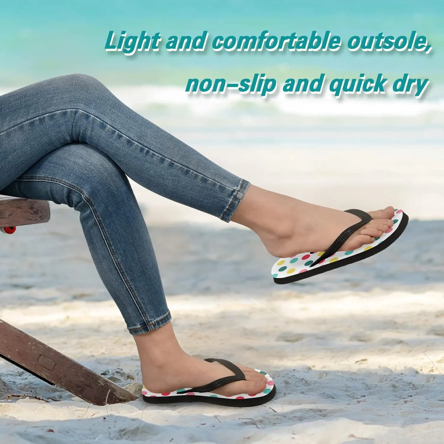 Watercolor Polka Dots Womens Flip Flops Rainbow Dot Summer Beach Sandals Casual Thong Slippers Comfortable Shower Slippers Non Slip Water Sandals shoes S
