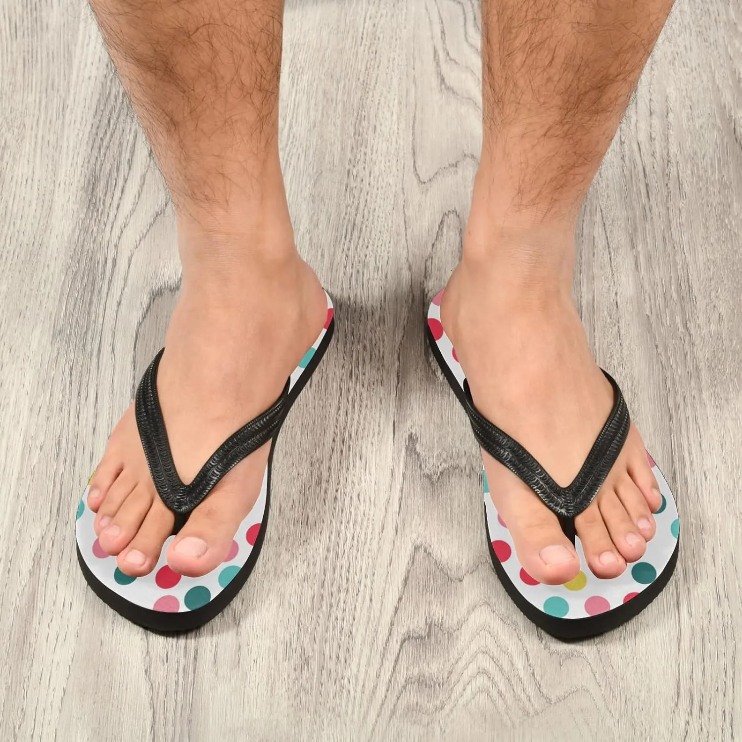 Watercolor Polka Dots Womens Flip Flops Rainbow Dot Summer Beach Sandals Casual Thong Slippers Comfortable Shower Slippers Non Slip Water Sandals shoes S