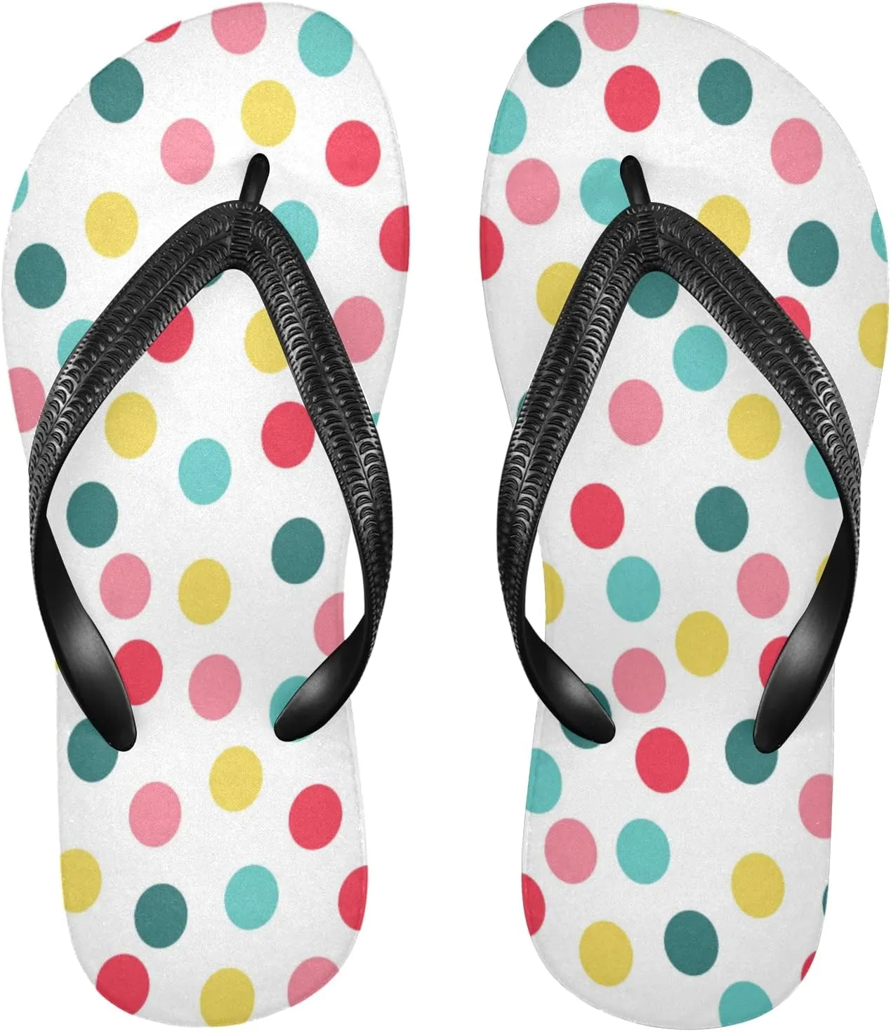 Watercolor Polka Dots Womens Flip Flops Rainbow Dot Summer Beach Sandals Casual Thong Slippers Comfortable Shower Slippers Non Slip Water Sandals shoes S