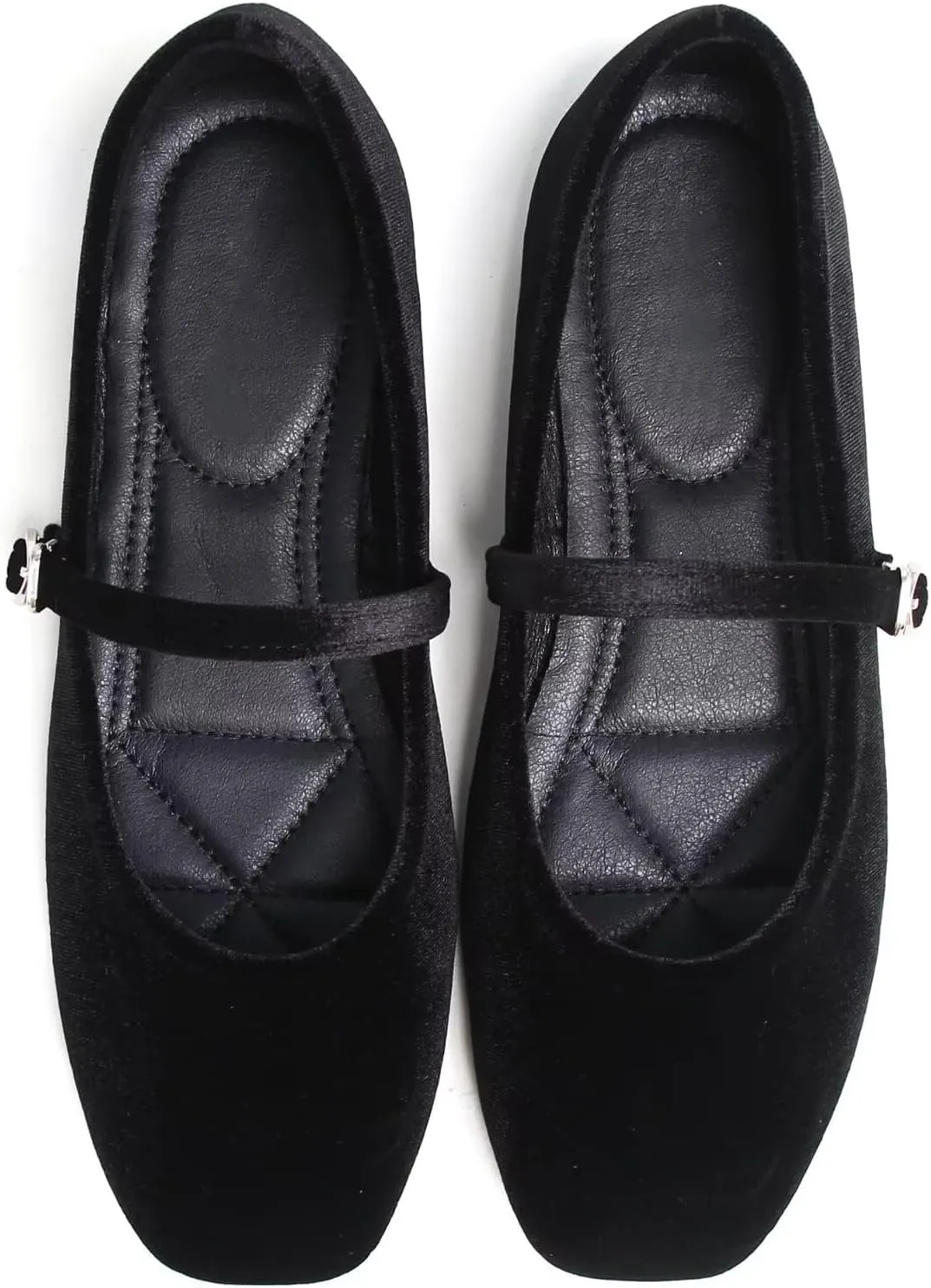 WENJIAZHIZHI Womens Square Toe Ballet Flats Comfortable Mary Jane Shoes Dressy Casual Slip-On Ballerina Walking Flat Shoes