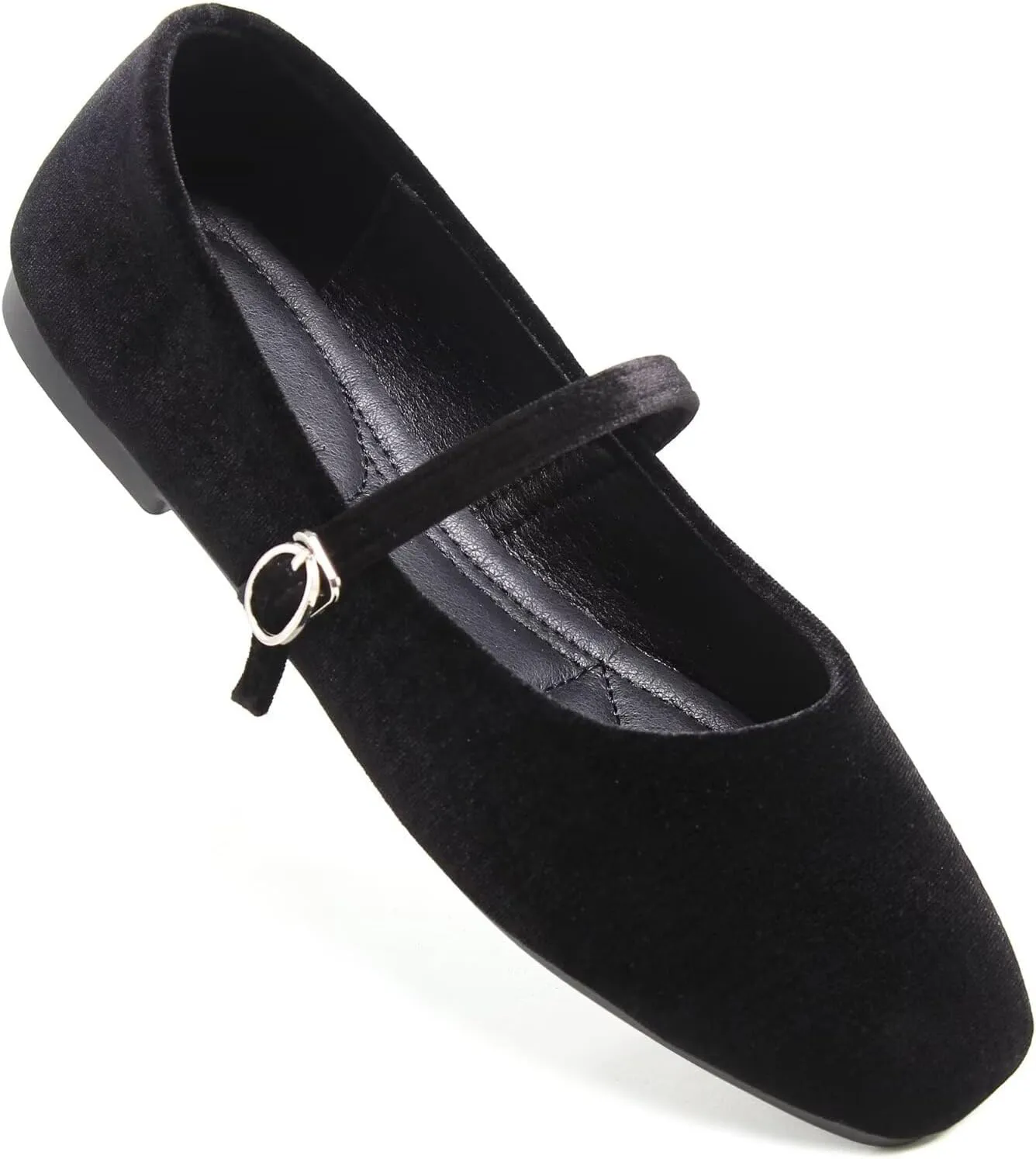 WENJIAZHIZHI Womens Square Toe Ballet Flats Comfortable Mary Jane Shoes Dressy Casual Slip-On Ballerina Walking Flat Shoes