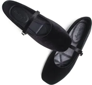 WENJIAZHIZHI Womens Square Toe Ballet Flats Comfortable Mary Jane Shoes Dressy Casual Slip-On Ballerina Walking Flat Shoes