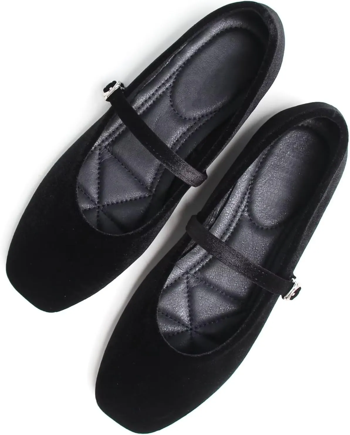 WENJIAZHIZHI Womens Square Toe Ballet Flats Comfortable Mary Jane Shoes Dressy Casual Slip-On Ballerina Walking Flat Shoes