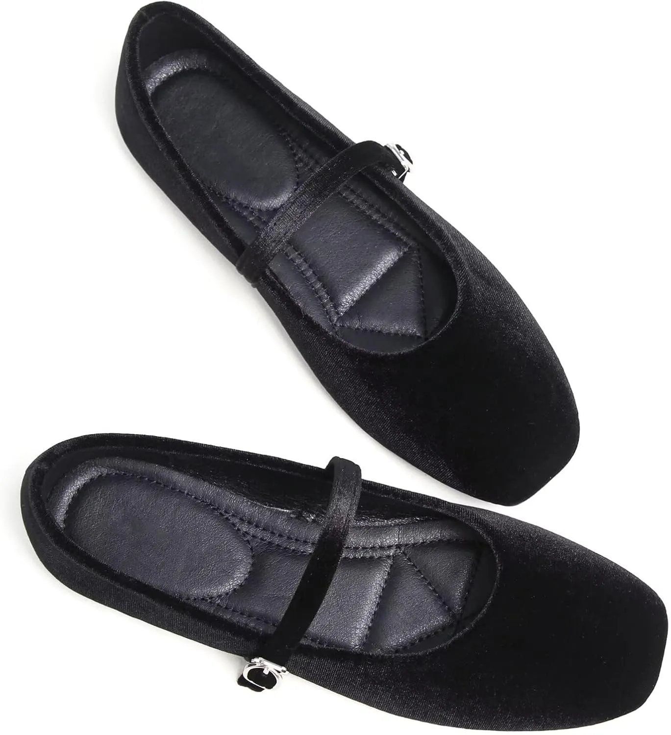WENJIAZHIZHI Womens Square Toe Ballet Flats Comfortable Mary Jane Shoes Dressy Casual Slip-On Ballerina Walking Flat Shoes